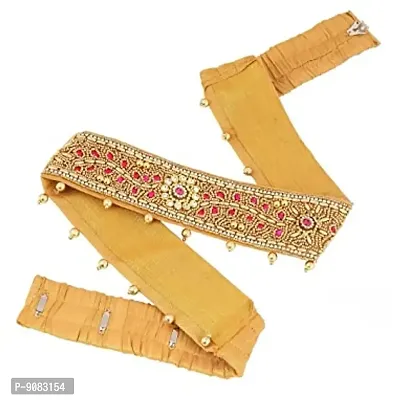 Stylish Handwork Saree Pink Cloth Belt Kamar Belt Kamarband Kamarpatta Vaddanam For Women-thumb0