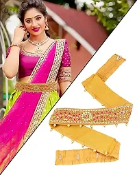 Stylish Handwork Saree Pink Cloth Belt Kamar Belt Kamarband Kamarpatta Vaddanam For Women-thumb1