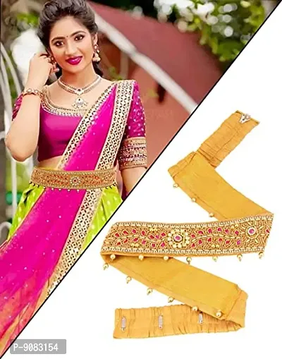 Stylish Handwork Saree Pink Cloth Belt Kamar Belt Kamarband Kamarpatta Vaddanam For Women-thumb2