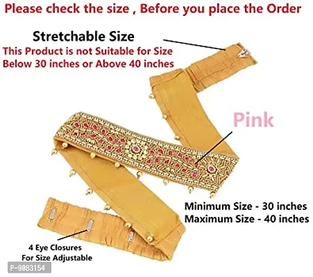 Stylish Handwork Saree Pink Cloth Belt Kamar Belt Kamarband Kamarpatta Vaddanam For Women-thumb3