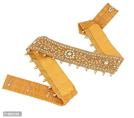 Stylish Fabric Heavy Maggam Aari Work Handmade Elastic Waist Hip Belt Kamarband Kamarpaata For Women-thumb0