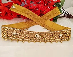 Stylish Fabric Heavy Maggam Aari Work Handmade Elastic Waist Hip Belt Kamarband Kamarpaata For Women-thumb3