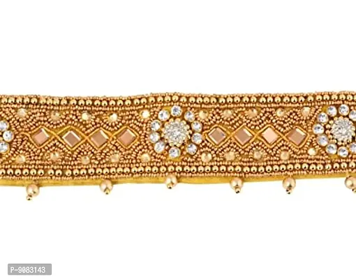 Stylish Zardosi Work Golden Cloth Kamarbandh Waistband Belly Belt Vaddanam For Girls Traditional Dresses-thumb3