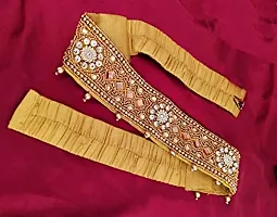 Stylish Zardosi Work Golden Cloth Kamarbandh Waistband Belly Belt Vaddanam For Girls Traditional Dresses-thumb4