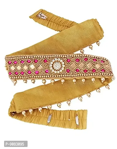 Stylish Cloth Embroidery Belt Kamarbandh Stretchable Kamarpatta Waist Belt Traditional Vaddanam For Saree Wedding-thumb0