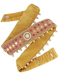 Stylish Cloth Embroidery Belt Kamarbandh Stretchable Kamarpatta Waist Belt Traditional Vaddanam For Saree Wedding-thumb3
