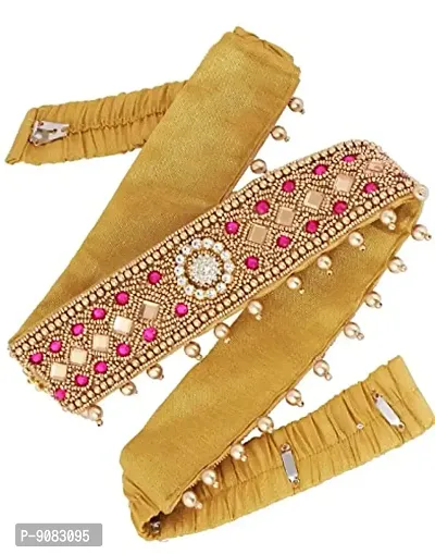 Stylish Cloth Embroidery Belt Kamarbandh Stretchable Kamarpatta Waist Belt Traditional Vaddanam For Saree Wedding-thumb4