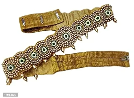 Stylish Maggam Aari Work Cloth Saree Waist Belt For Half Sarees Stretchable Kamarband Belly Hip Chain For Women-thumb0