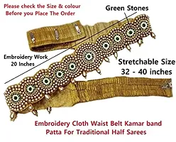 Stylish Maggam Aari Work Cloth Saree Waist Belt For Half Sarees Stretchable Kamarband Belly Hip Chain For Women-thumb1