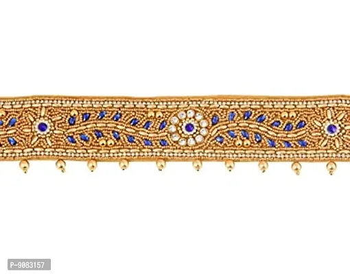 Stylish Fabric Maggam Hand Work Waist Belt Hip Belt Navy Blue Kamarband For Women Saree-thumb3