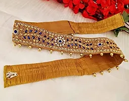 Stylish Fabric Maggam Hand Work Waist Belt Hip Belt Navy Blue Kamarband For Women Saree-thumb4