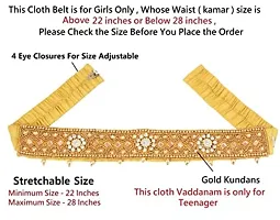 Stylish Thread Work Cloth Waist Belt Gold Kamarband Belly Hip Vaddanam For Young Girls Chaniya Choli-thumb1
