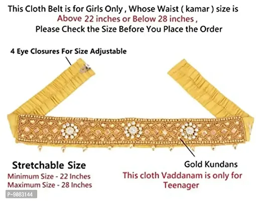 Stylish Thread Work Cloth Waist Belt Gold Kamarband Belly Hip Vaddanam For Young Girls Chaniya Choli-thumb2