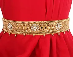 Stylish Thread Work Cloth Waist Belt Gold Kamarband Belly Hip Vaddanam For Young Girls Chaniya Choli-thumb2