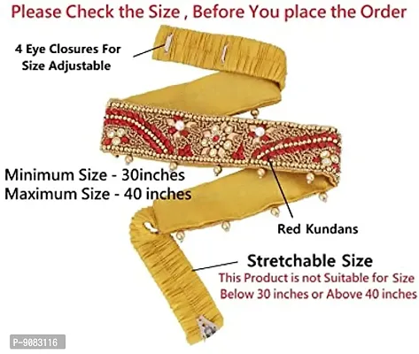 Stylish Traditional Jewellery Golden Zari Embroidery Saree Waist Belt Belly Chain Kamarband For Women-thumb2