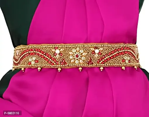 Stylish Traditional Jewellery Golden Zari Embroidery Saree Waist Belt Belly Chain Kamarband For Women-thumb3