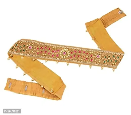 Stylish Aari Maggam Work Handmade Fabric Multi Kamar Bandhani Patta Hip Belt Body Jewellery For Women-thumb0