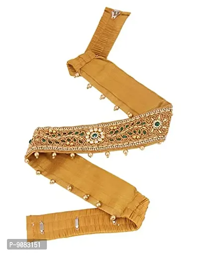 Stylish Maggam Aari Work Green Cloth Saree Waist Belt For Matching Half Sarees Kamarband Belly Hip Chain For Women-thumb0