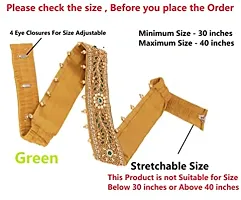 Stylish Maggam Aari Work Green Cloth Saree Waist Belt For Matching Half Sarees Kamarband Belly Hip Chain For Women-thumb1