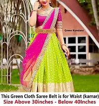 Stylish Maggam Aari Work Green Cloth Saree Waist Belt For Matching Half Sarees Kamarband Belly Hip Chain For Women-thumb3