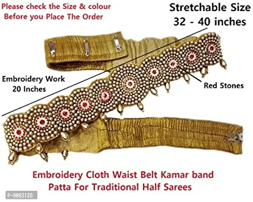 Stylish Traditional Embroidery Cloth Saree Waist Belt Stretchable Vadanam Kamarpatta Kamarband For Women-thumb2