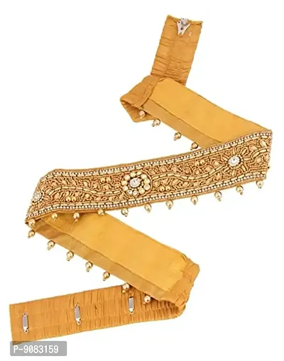 Stylish Embroidery Cloth Kamarpatta Golden Zari Belly Waist Saree Belt Kamarbandh Vaddanam For Saree And Lehenga-thumb0