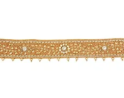 Stylish Embroidery Cloth Kamarpatta Golden Zari Belly Waist Saree Belt Kamarbandh Vaddanam For Saree And Lehenga-thumb2