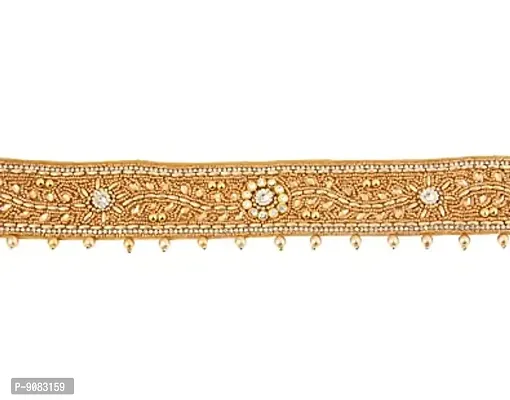 Stylish Embroidery Cloth Kamarpatta Golden Zari Belly Waist Saree Belt Kamarbandh Vaddanam For Saree And Lehenga-thumb3