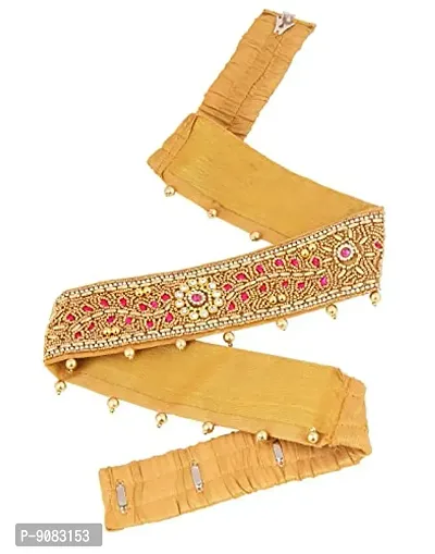 Stylish Hand Work Fabric Waist Belly Belt Pink Hip Belt Kamarband Waistband Jewellery For Women Saree