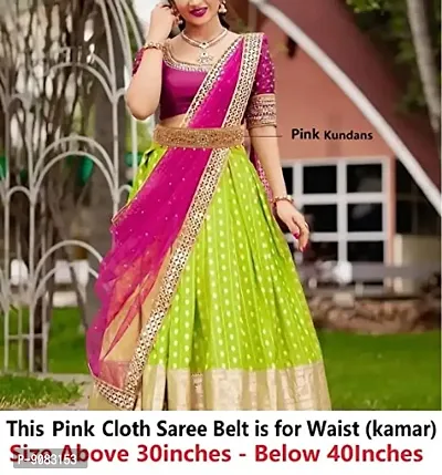 Stylish Hand Work Fabric Waist Belly Belt Pink Hip Belt Kamarband Waistband Jewellery For Women Saree-thumb4