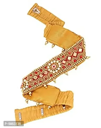 Stylish Red Cloth Vadanam Kamarbandh Kamarpatta Waistband Waist Belt For Girl South Indian Traditional Dresses-thumb0