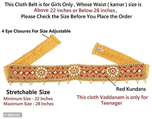 Stylish Red Cloth Vadanam Kamarbandh Kamarpatta Waistband Waist Belt For Girl South Indian Traditional Dresses-thumb2