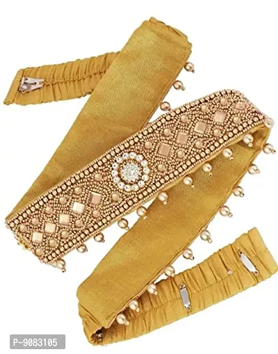 Stylish Cloth Embroidery Saree Kamarband Belly Waist Hip Belt Stretchable Belly Chain Vaddanam For Wedding-thumb0