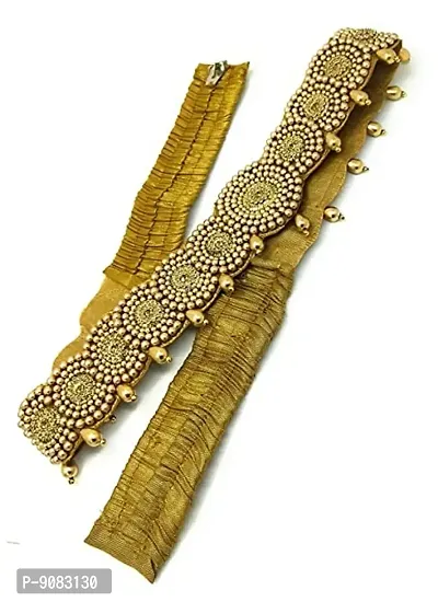Stylish Traditional Golden Maggam Work Stretchable Cloth Kamar Belt Kamarband Waist Belly Belt For Women-thumb0
