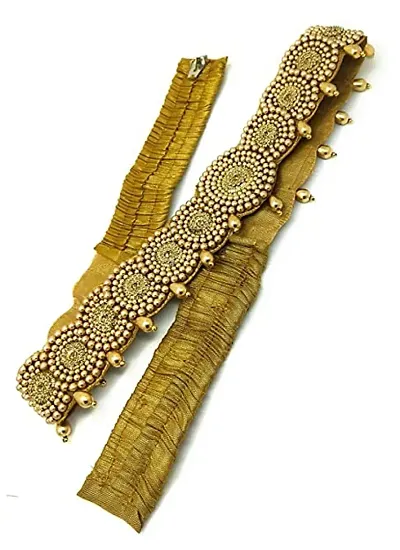 Stylish Traditional Golden Maggam Work Stretchable Cloth Kamar Belt Kamarband Waist Belly Belt For Women