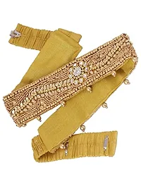 Stylish Embroidery Cloth Kamarpatta Waist Belt Stretchable Belly Chain Traditional Vaddanam For Wedding For Saree And Lehenga-thumb1