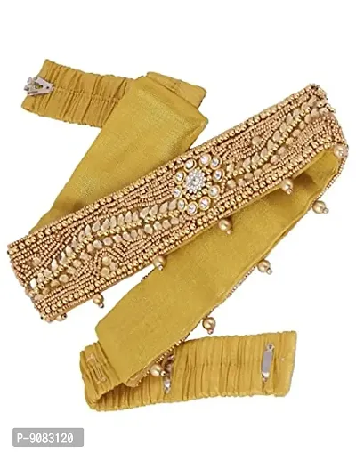 Stylish Embroidery Cloth Kamarpatta Waist Belt Stretchable Belly Chain Traditional Vaddanam For Wedding For Saree And Lehenga-thumb2