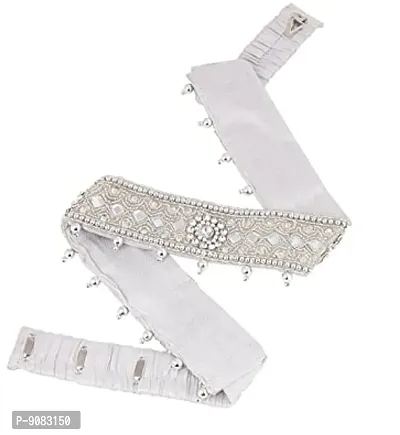 Stylish Embroidery Work Silver Cloth Kamarband Waist Belt Belly Chain Vadanam For Girls Traditional Dresses And Jeans