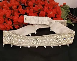 Stylish Embroidery Work Silver Cloth Kamarband Waist Belt Belly Chain Vadanam For Girls Traditional Dresses And Jeans-thumb3