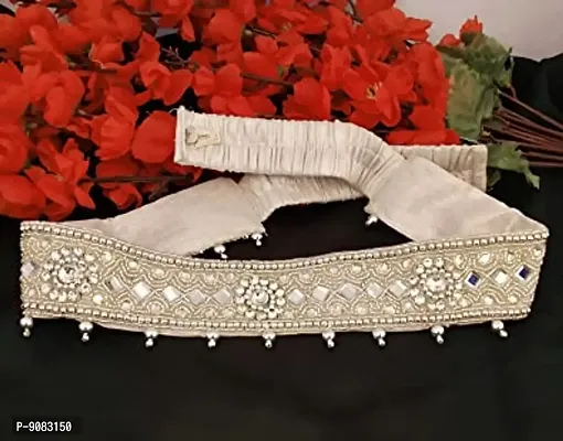 Stylish Embroidery Work Silver Cloth Kamarband Waist Belt Belly Chain Vadanam For Girls Traditional Dresses And Jeans-thumb4