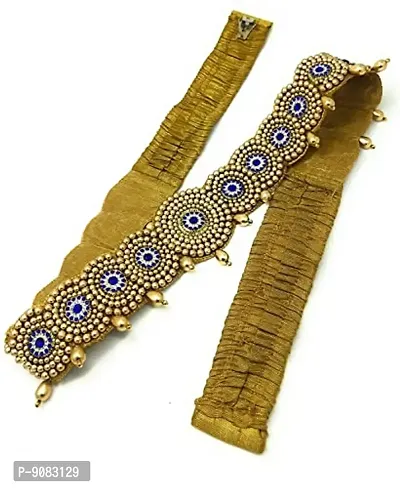 Stylish Maggam Aari Work Cloth Saree Waist Belt For Half Sarees Stretchable Kamarband Belly Hip Chain For Women Wedding