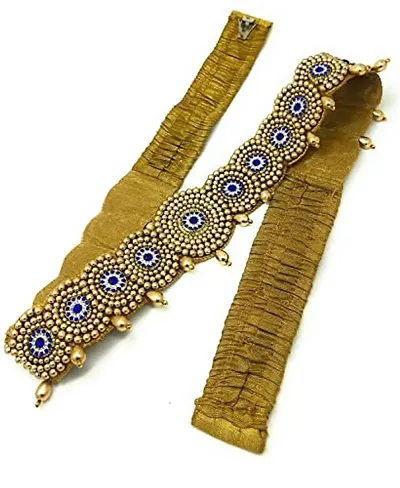 Stylish Maggam Aari Work Cloth Saree Waist Belt For Half Sarees Stretchable Kamarband Belly Hip Chain For Women Wedding