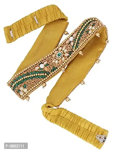 Stylish Green Saree Cloth Belt Kamarband Traditional Stretchable Waist Hip Belly Chain Kamar Bandh Bandhani For Women