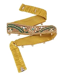 Stylish Green Saree Cloth Belt Kamarband Traditional Stretchable Waist Hip Belly Chain Kamar Bandh Bandhani For Women-thumb1