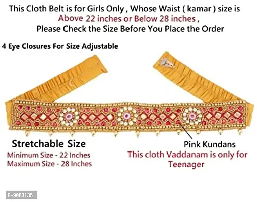 Stylish Maggam Aari Work Pink Cloth Belt Stretchable Kamarpatta Waist Hip Belt Kamarband For Teenager Girls-thumb2