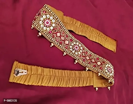 Stylish Maggam Aari Work Pink Cloth Belt Stretchable Kamarpatta Waist Hip Belt Kamarband For Teenager Girls-thumb5