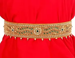 Stylish Traditional Embroidery Fabric Saree Waist Body Belt Green Kamarpatta Kamarband For Women-thumb2