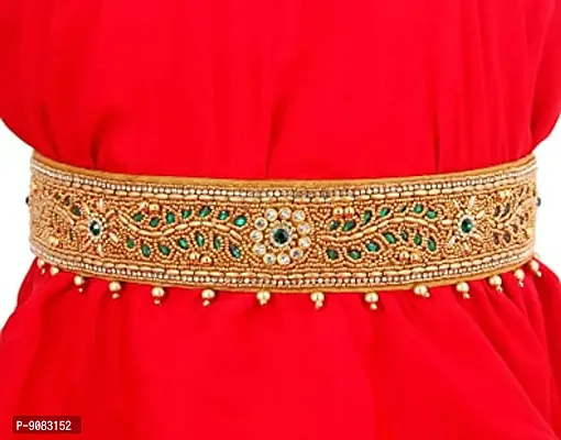 Stylish Traditional Embroidery Fabric Saree Waist Body Belt Green Kamarpatta Kamarband For Women-thumb3