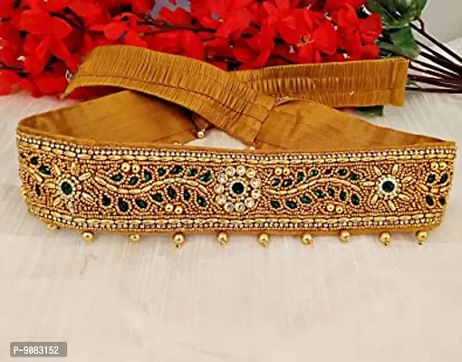 Stylish Traditional Embroidery Fabric Saree Waist Body Belt Green Kamarpatta Kamarband For Women-thumb4