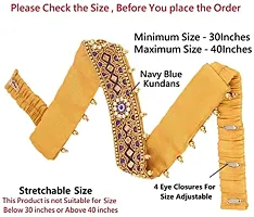 Stylish Traditional Embroidery Aari Work Stretchable Navy Blue Cloth Hip Waist Belt Belly Chain Kamarband For Women-thumb1